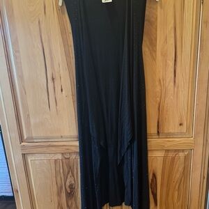 Vocal Black Sparkle long sleeveless duster vest
